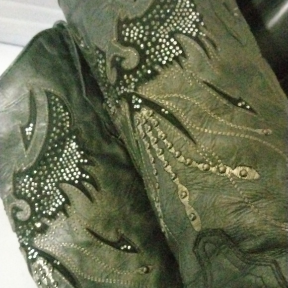 Corral Eagle Rhinestone and Stud Cut-Out leather Black/ Silver Cowgirl size 9.5 - Picture 11 of 14